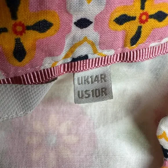 Boden Dress Womens 10 Regular Notch Neck Cotton Opulent Garden Ivory Fit Flare - Picture 6 of 14